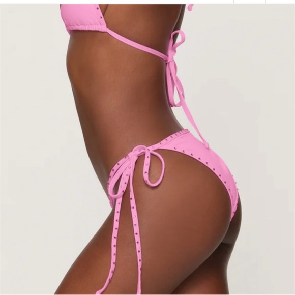 SKIMS Rhinestone Swim Tie Bikini Bottom/ Light Pink 3X (BB-BRF-3184). NWT. - Picture 3 of 10